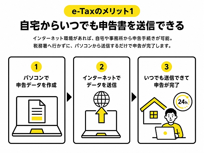 自宅からいつでも申告書を送信できる